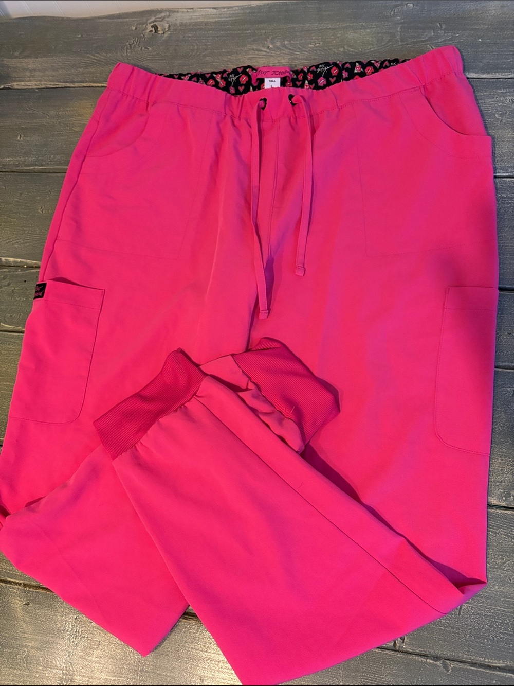 Betsey Johnson Hot Pink Jogger Scrub Pants